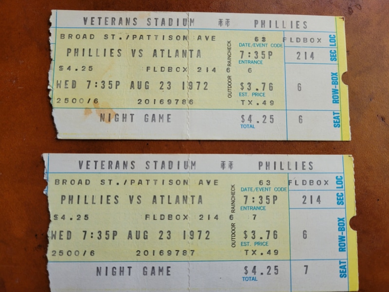 Phillies Tix 1972