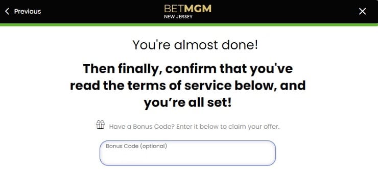 BetMGM NJ Bonus Code