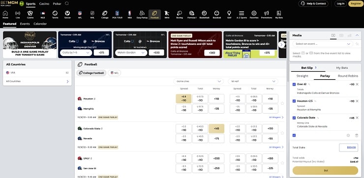 BetMGM NJ Bets