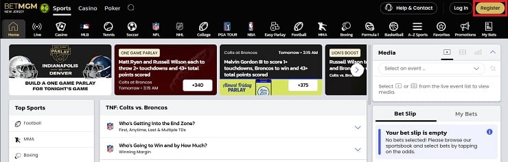 BetMGM NJ Register Site