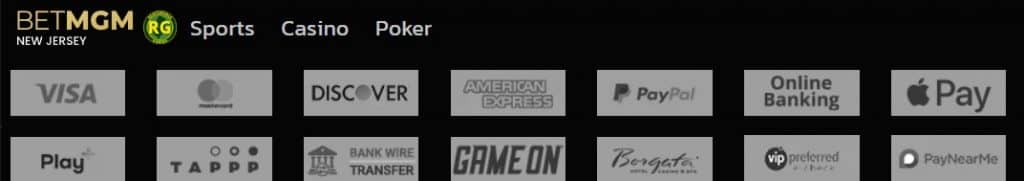 BetMGM NJ Deposit Options
