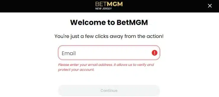 BetMGM NJ Sign Up Email