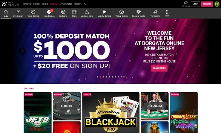 Borgata NJ Online Casino Homepage