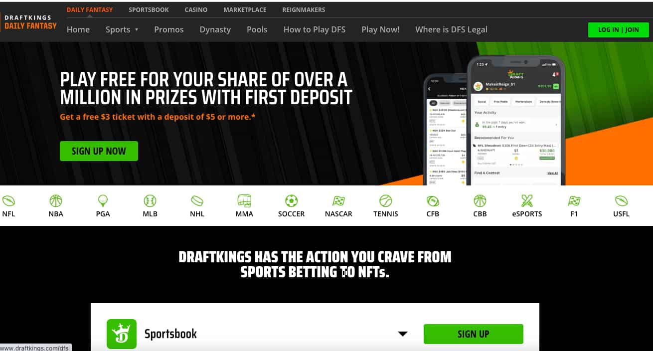 DraftKings Louisiana sign up step one