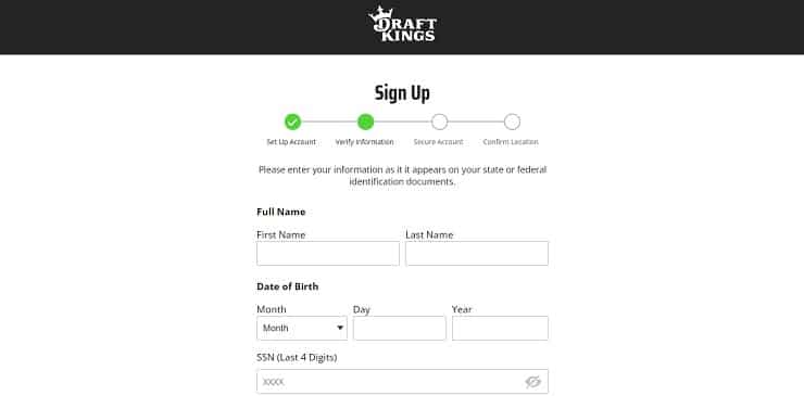 DraftKings Registration Form