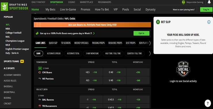 DraftKings Wyoming sports betting site
