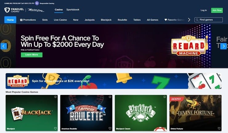 FanDuel Casino Homepage