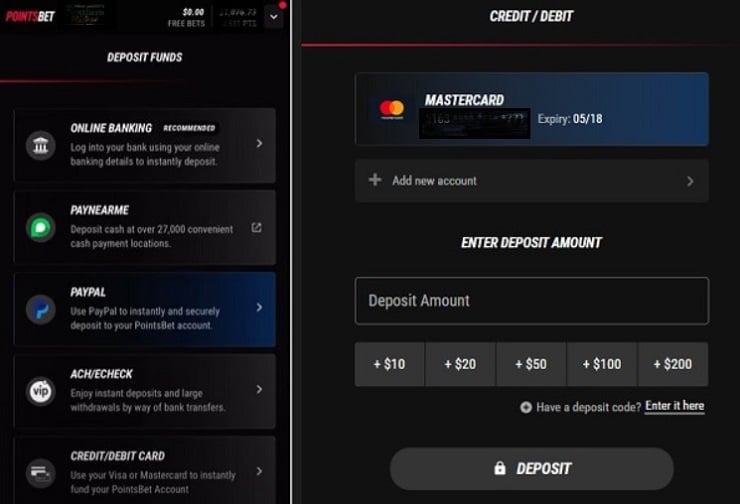 PointsBet NJ Deposit