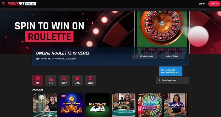 PointsBet NJ Casino Homepage