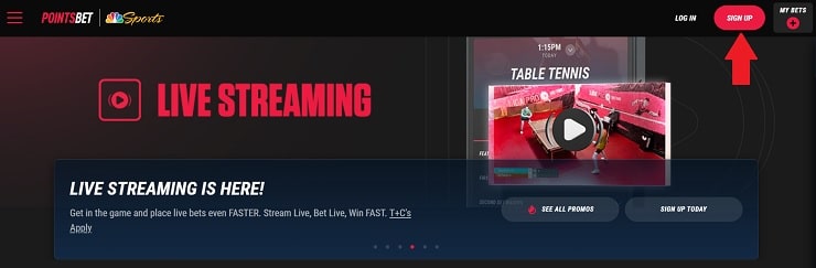 PointsBet Sign Up Button