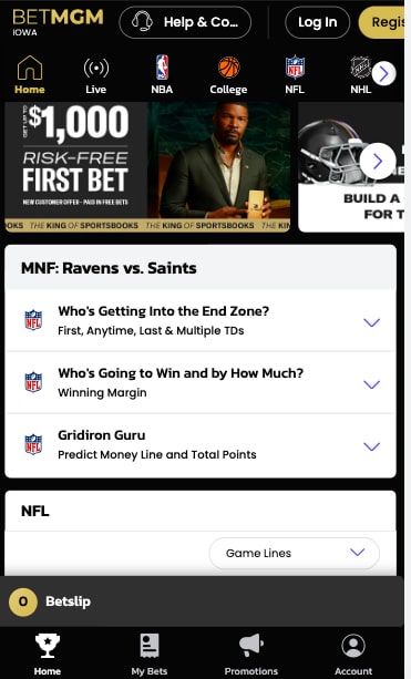 BetMGM NFL app IA