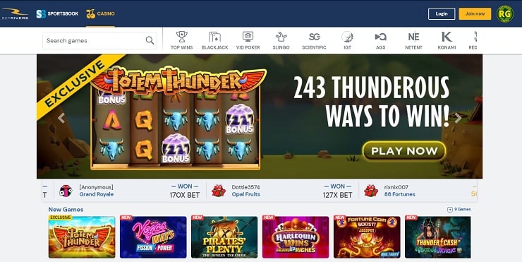 BetRivers NJ Casino Homepage