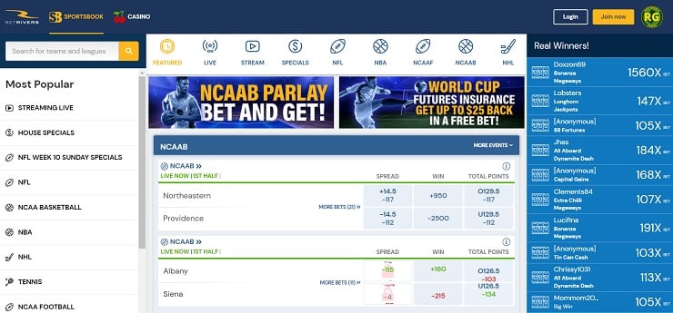 BetRivers NJ Sportsbook Homepage