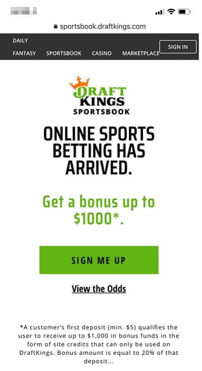 DraftKings app welcome bonus