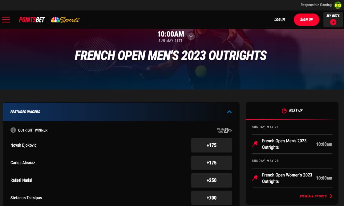 PointsBet French Open 2023 lines