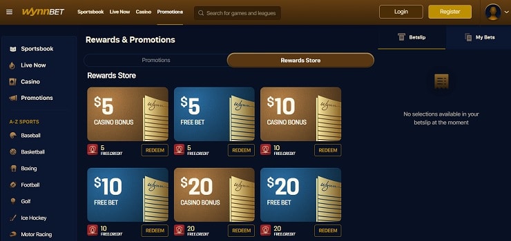 WynnBet NJ Rewards Store