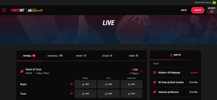 PointsBet Live Betting