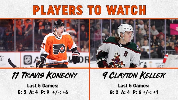 Flyers Coyotes Player to Watch