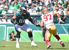 Jordan Mailata Facing Rush From Nick Bosa