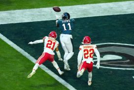 AJ Brown Catches Touchdown In Super Bowl LVII