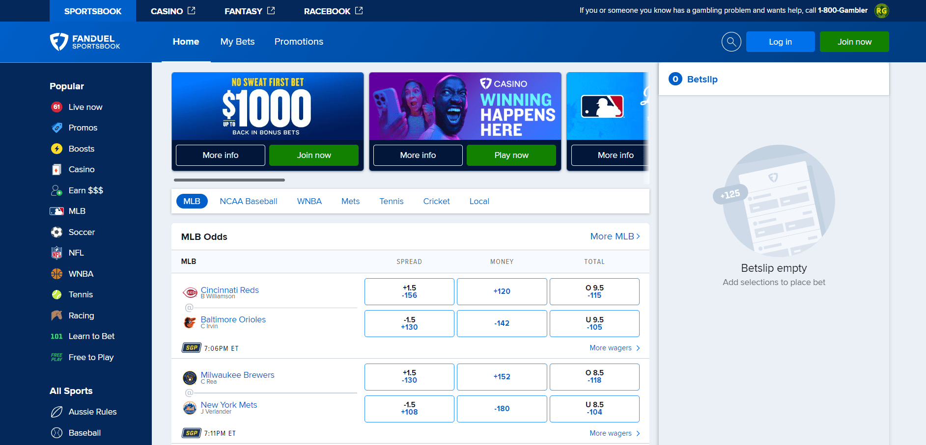 FanDuel PA Sportsbook Home