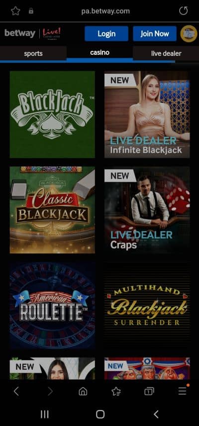 Betway casino app