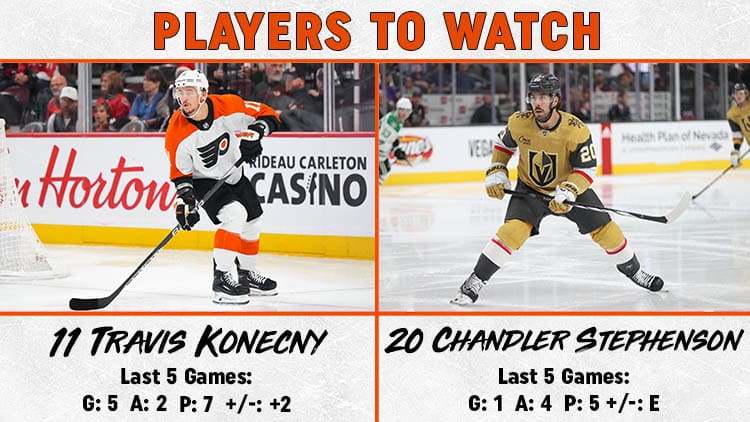 Flyers Golden Knights Players to Watch