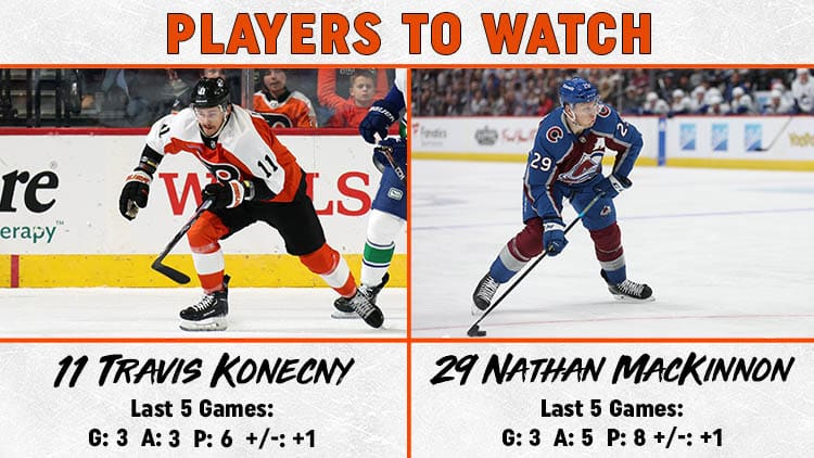 Flyers Avalanche Players to Watch
