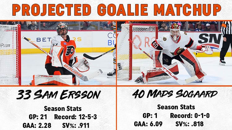 Flyers Senators Goalie Matchup