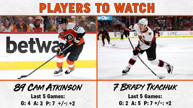 Flyers Senators Players to Watch