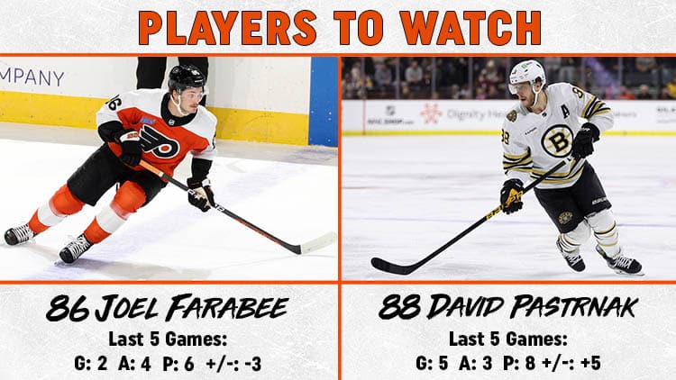 Flyers Bruins Players to Watch