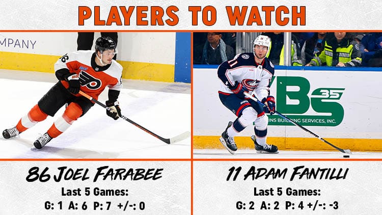 Flyers Blue Jackets Players to Watch