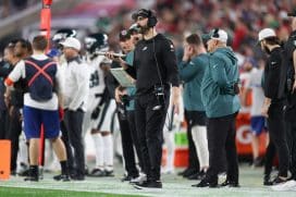 Some Stupid Piece Of Shit Stands On Eagles Sidelines