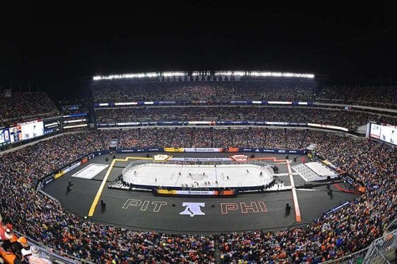 A general view of Lincoln Financial Field during the 2019 Coors Light NHL Stadium Series between the Philadelphia Flyers and the Pittsburgh Penguins on February 23, 2019 in Philadelphia, Pennsylvania.