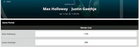 Matched Betting Example with BetOnline - UFC Holloway vs Gaethje