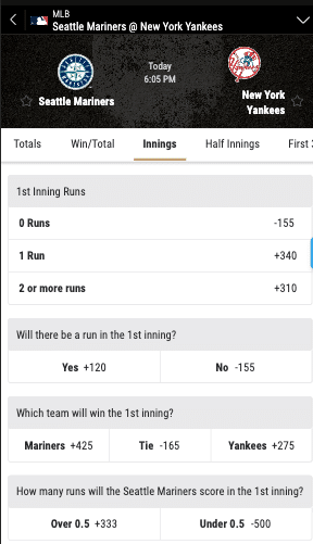 NRFI betting example