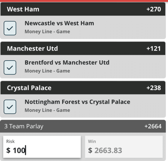 Parlay bet example