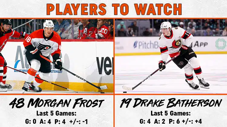 Flyers Senators Players to Watch