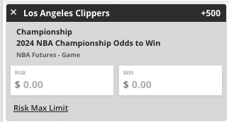 clippers plus 500 wagering