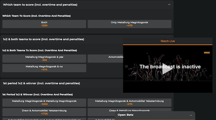 MyBookie hockey live betting markets