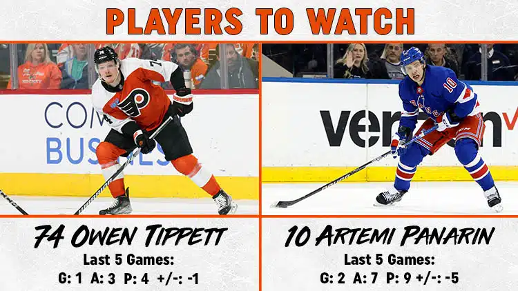 Flyers Rangers Players to Watch