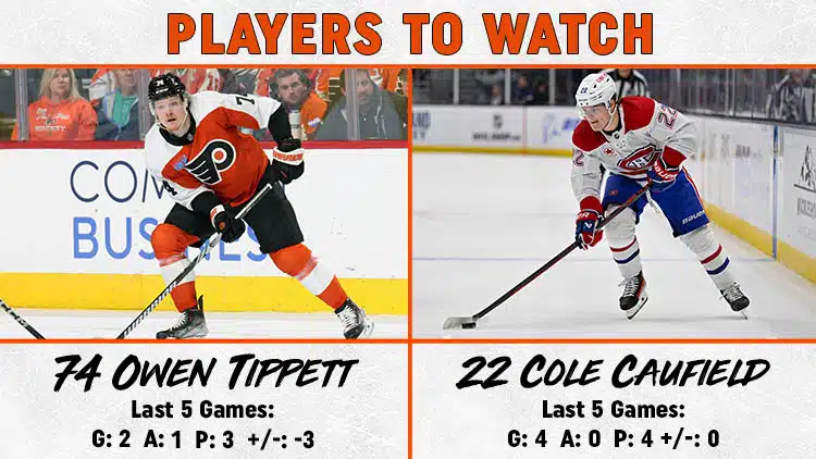 Flyers Canadiens Players to Watch