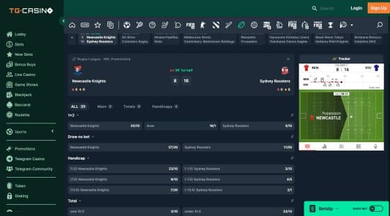 TG Casino rugby betting