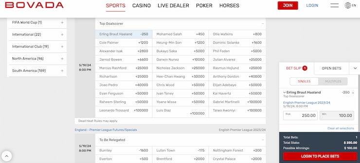bovada soccer betting site