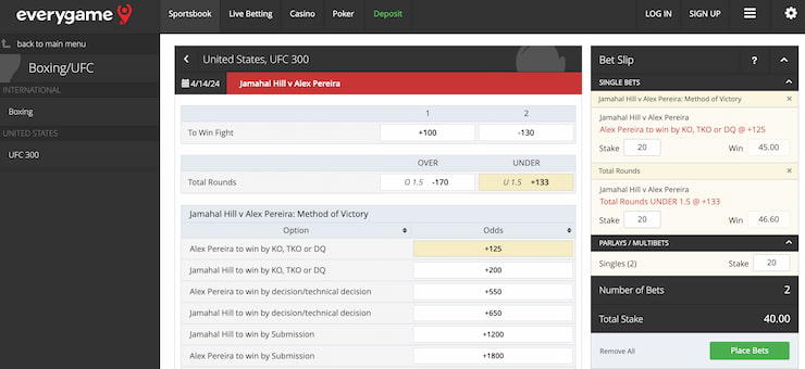 everygame ufc online sportsbook