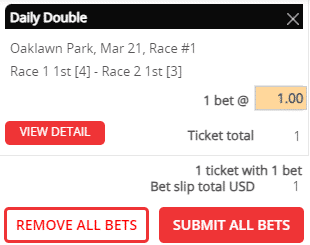 daily double - horse racing bet slip 7