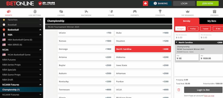 Step Four - Place A Bet on March Madness