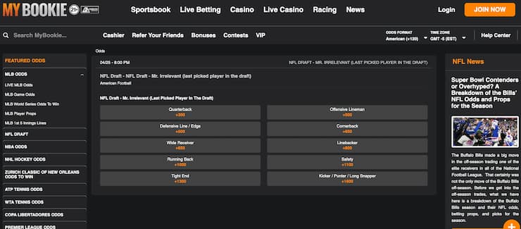 mybookie - mr irrelevant betting lines