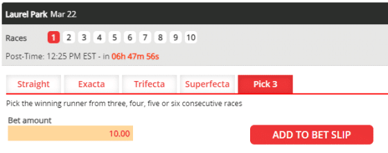 pick 3 horse bet 8