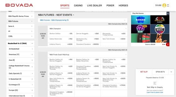 Bovada NBA betting
